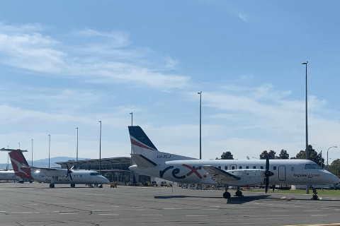 Rex And Qantas Plane Parked on Airside at Albury Airport